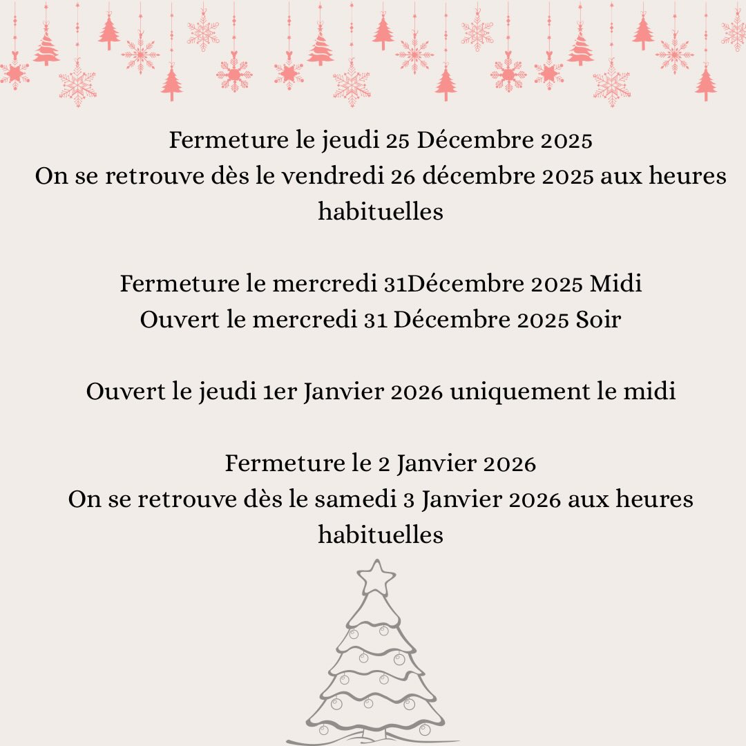 Nos fermetures exceptionnelles pour cette fin d’année 2025 😊 

#fermeture #xmas #noel #findannee #fetedenoel #chrismas